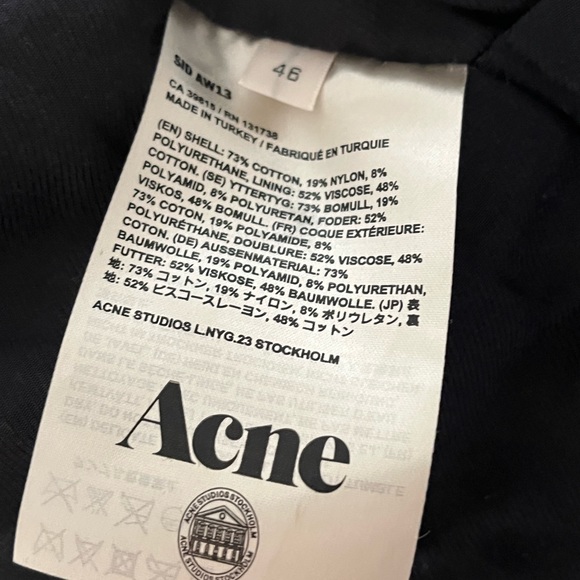 ACNE Studio Black Bomber Jacket 46 Preowned - Picture 9 of 9